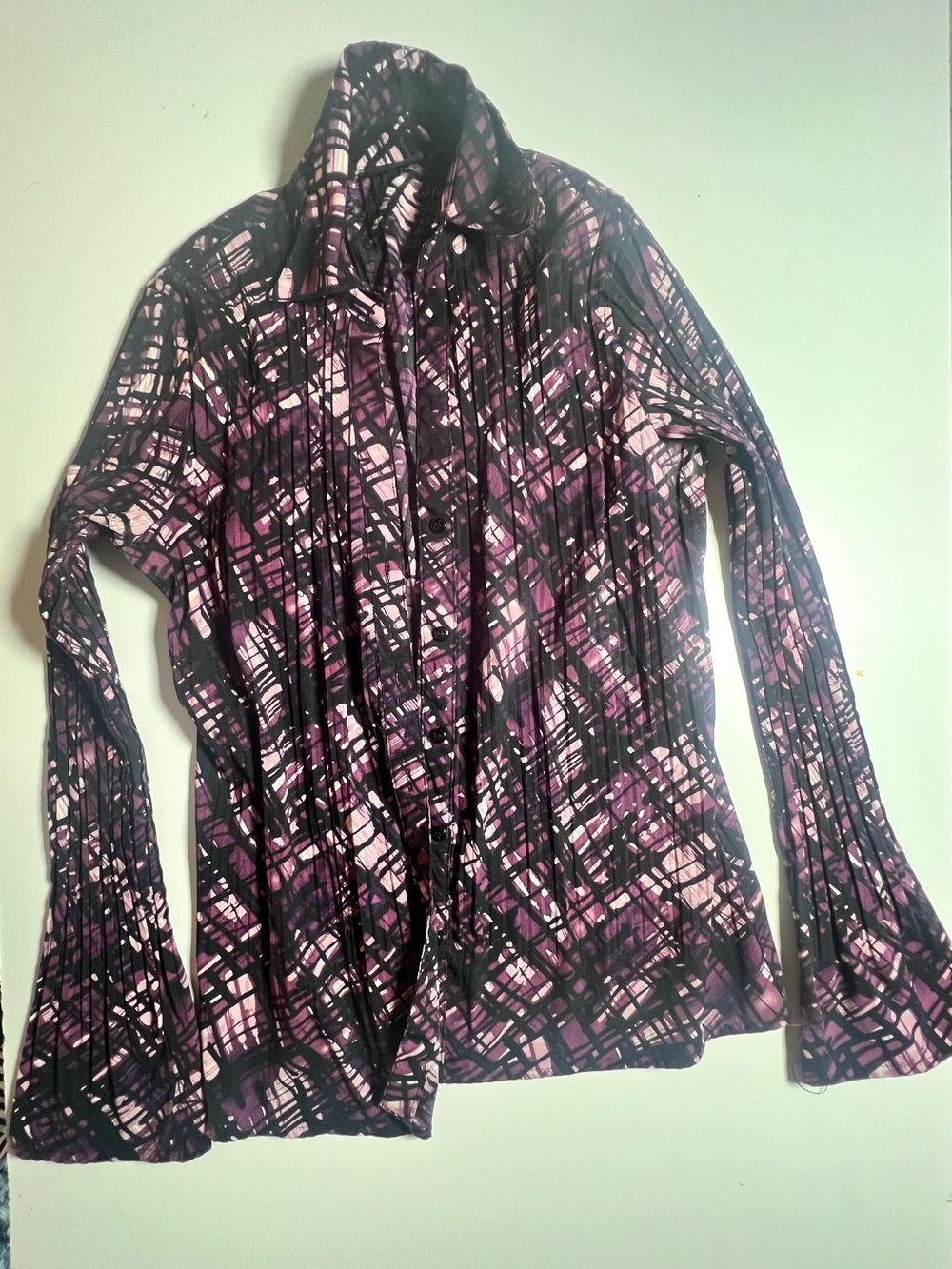 Women's Purple & Black Abstract Print Long Sleeve Top